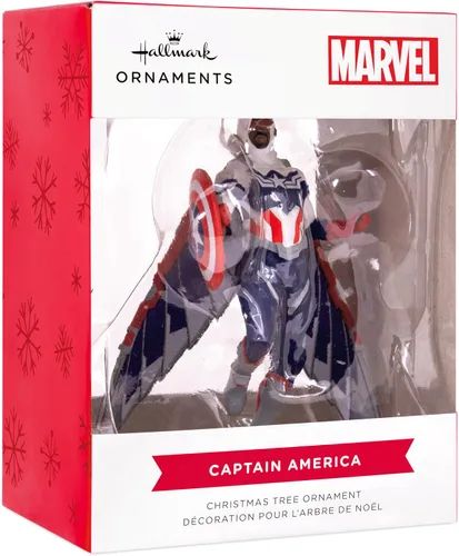 Vista 3 de Hallmark Marvel Avengers Capitán América Sam Wilson Adorno Navideño (0003HCM0856)