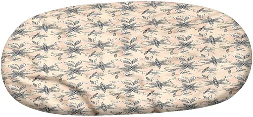 Vista 3 de Mantel ovalado ajustable para mesa de patio, mantel de poliéster elástico floral, diseño floral monocromático, se adapta a mesas ovaladas de hasta