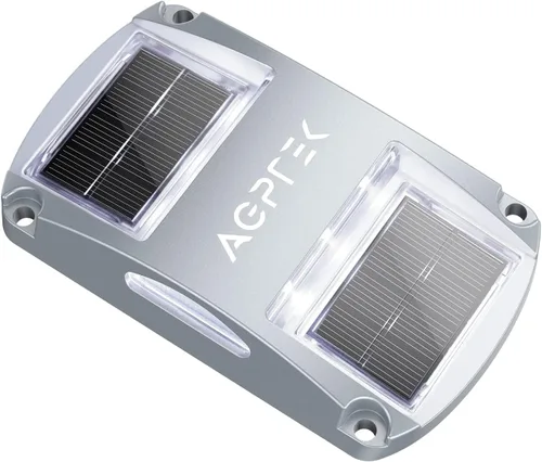 Vista 9 de AGPTEK Luces Solares para Entrada de Vehículos 1 Paquete, Luces Marcadoras Solares LED Impermeables para Cubierta al Aire Libre, Muelle, Marina
