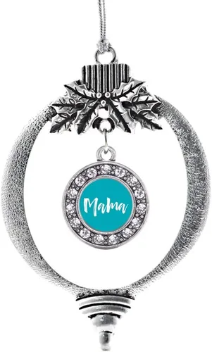 Vista 41 de Inspired Silver - Adorno con dije de cara de carlino - Adornos navideños de círculo de plata con joyas de circonita cúbica
