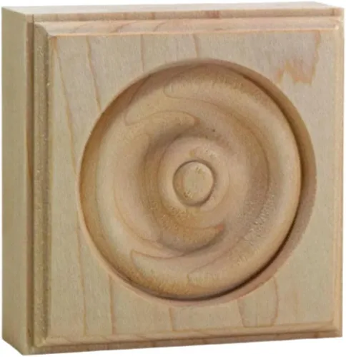Vista 3 de EWAP30 Rosette Casing Corner Block 1" x 3" Cuadrado Sin Terminar, Cereza