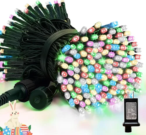 Vista 12 de Cadena de luces decorativas navideñas de 33 pies, 100 luces LED de alambre verde, luces de hadas estrelladas enchufables, 16 modos de iluminación