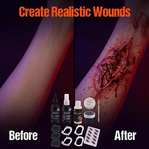 Vista 4 de SFX - Kit de maquillaje de cera de cicatriz de sangre falsa