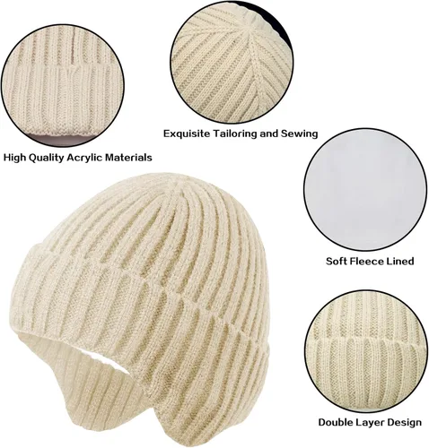 Vista 4 de MaxNova Gorro de invierno para bebé, gorro de punto con orejeras para niños y niñas de 0 a 8 años