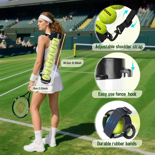 Vista 4 de Hikeen Tubo de recogida de pelotas de tenis duradero con 6/12 pelotas de tenis, recogida rápida y almacenamiento, tubo de pelota de tenis con correa