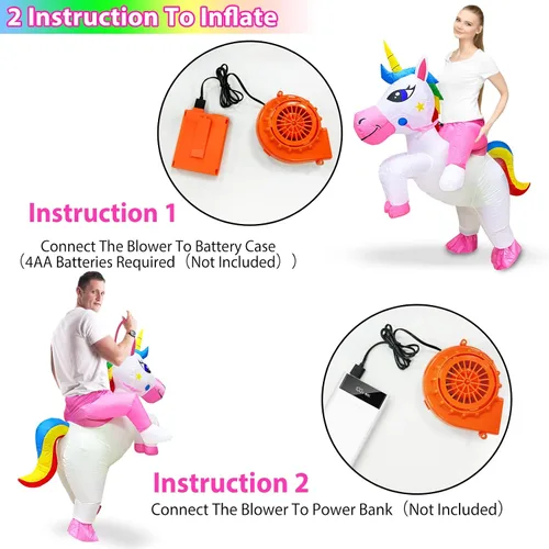 Vista 3 de Camlinbo Disfraz inflable de unicornio para Halloween para mujeres hombres y adultos disfraz de Halloween para fiesta de cosplay