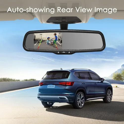 Vista 4 de Cámara espejo AUTO-VOX M8 con pantalla táctil IPS de 4.5" Full HD 1080p. Easy to Install, Smooth Live View with IP 68 Waterproof Backup Camera for