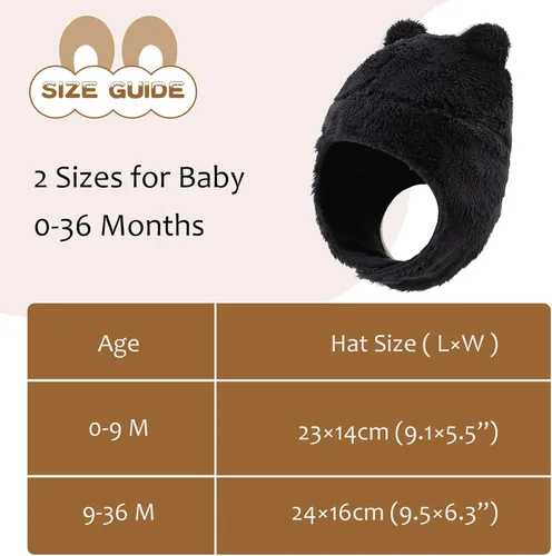 Vista 5 de Gorro de invierno para bebé con orejeras, unisex, gorro de nieve para bebés, gorro de forro polar cálido para niños de 0 a 36 meses