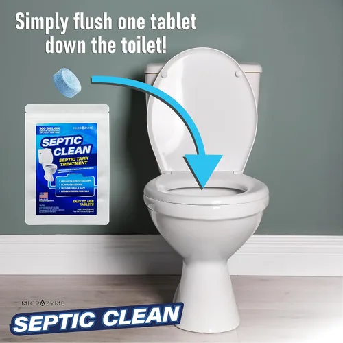 Vista 7 de SEPTIC CLEAN Tabletas de tratamiento limpiador de tanques sépticos con bacterias Suministro de 6 meses de tabletas solubles en agua para un