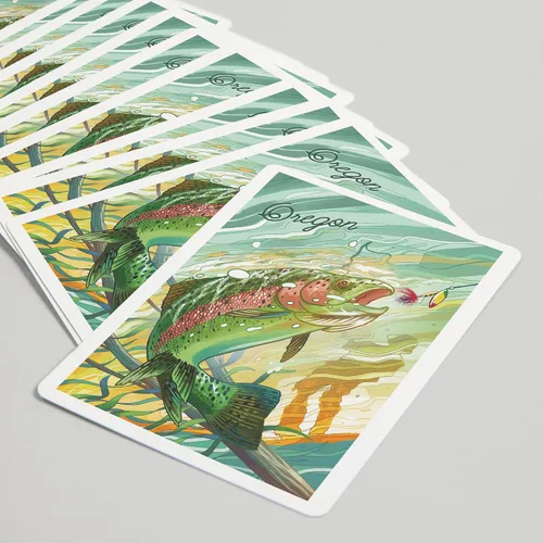 Vista 5 de Lantern Press Oregon, Fishing, Underwater Trout, 52 Playing Cards for Adults, Poker Size Card Deck