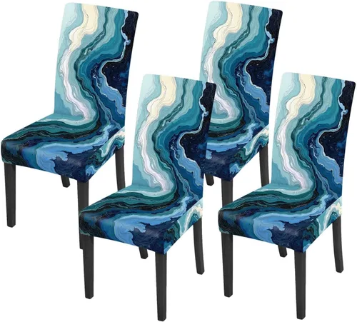 Vista 28 de ANNA QUEEN Juego de 6 fundas para sillas de comedor y cocina, fundas elásticas lavables para sillas de comedor, decoración elegante del hogar