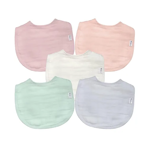 Vista 9 de green sprouts Baberos de muselina hechos de algodón orgánico (5 unidades) 4 capas absorbentes que protegen de resfriados, goteos y babas 100%