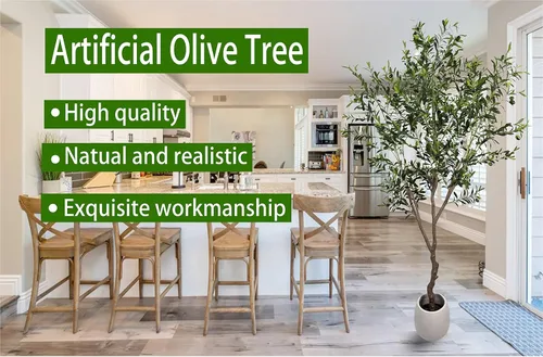 Vista 6 de Árbol de Olivo Artificial de 7 pies (82 pulgadas, 2200+ Hojas con Protección UV) Alto, Árbol de Olivo Falso para Interiores, Árbol Artificial