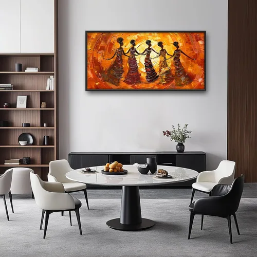 Vista 2 de Quorin Arte de Pared Grande Afroamericano Abstracto de Chica Negra Mujer Imágenes de Danza Decoración de Pared Retro Étnico Impresión en Lienzo