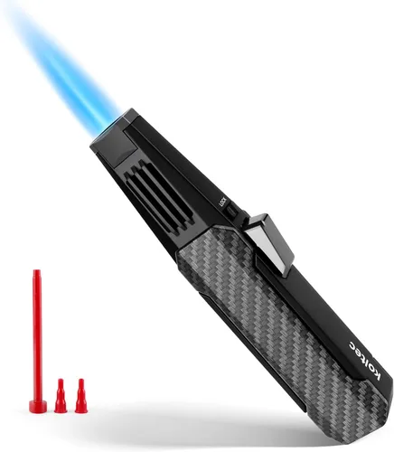 Vista 8 de Linterna de butano, encendedor de cocina resistente al viento para exteriores, recargable y ajustable, con llama de chorro de butano con seguridad