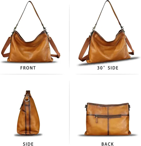 Vista 4 de Bolso Hobo de cuero genuino para mujer, bolso de mano vintage, bolso de hombro hecho a mano, bolso cruzado