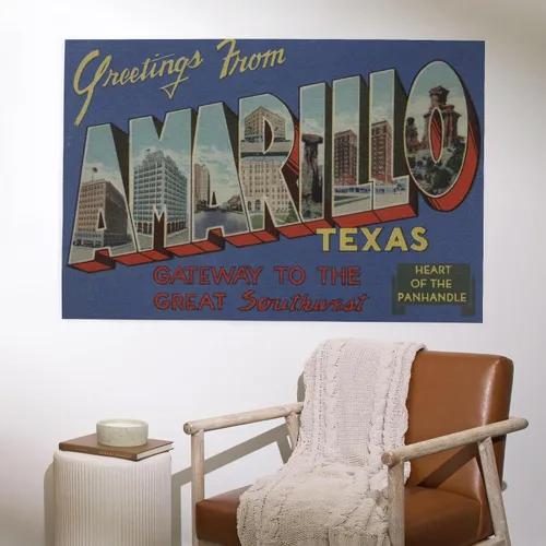 Vista 2 de Lantern Press 36x54 Inch Giclee Print, Greetings from Amarillo, Texas (Heart of the Panhandle)