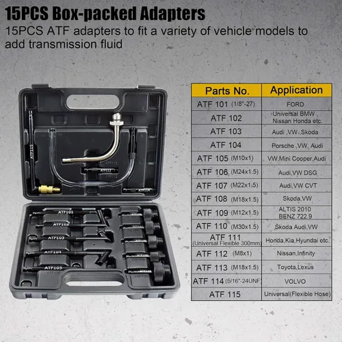 Vista 7 de YSTOOL Juego de dispensador extractor de fluido neumático 10L ATF Kit de herramientas de recarga para cambio de aceite en transmisión del motor