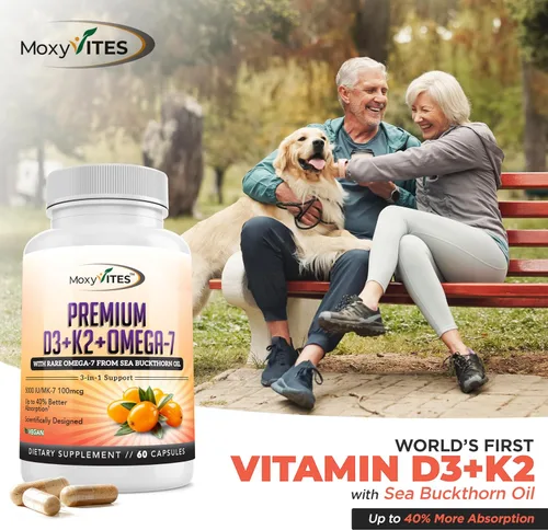 Vista 8 de MoxyVites Vitamina D3 K2 5000 UI – Alta absorción D3 + K2 MK-7 con aceite de espino cerval de mar y omega-7 – Apoyo óseo, corazón e inmunológico