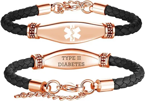 Vista 67 de LinnaLove Pulseras de alerta médica para mujeres, hermosas pulseras de cuero femenino para identificación médica con grabado gratuito