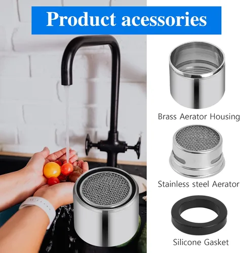 Vista 4 de 4 piezas de filtro de fregadero de baño aireador de grifo de cocina con carcasa de latón rosca hembra 55/64 pulgadas aireador para fregadero filtro