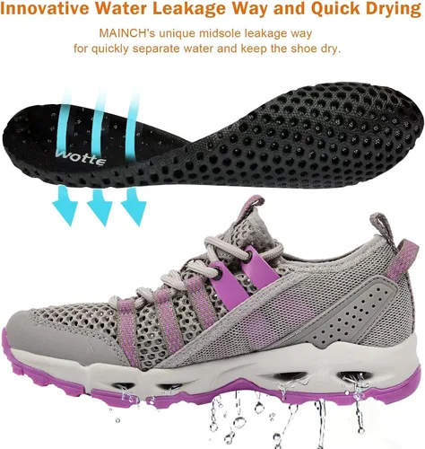 Vista 3 de MAINCH Zapatos de agua de senderismo para mujer, de secado rápido, para deportes al aire libre
