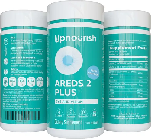 Vista 9 de UpNourish AREDS 2 Vitaminas oculares para personas mayores, suplemento de salud ocular de luteína para adultos, alivio de la fatiga ocular por