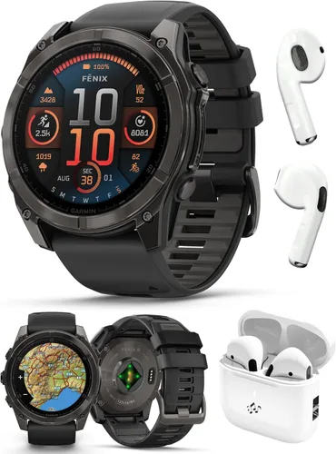 Vista 24 de PlayBetter Garmin Fenix 8 AMOLED (1.7", Plata/Whitestone) Reloj inteligente multideportivo GPS con pantalla táctil de 1.3” y auriculares