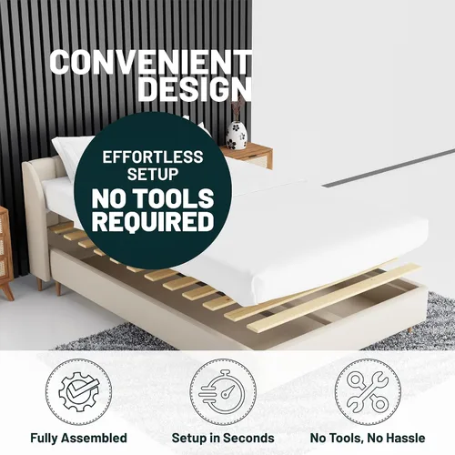 Vista 3 de Treaton, Tablero de Somier/Listones de Cama de Madera Horizontal Extra Resistente de 1 Pulgada, 72" x 39", Beige