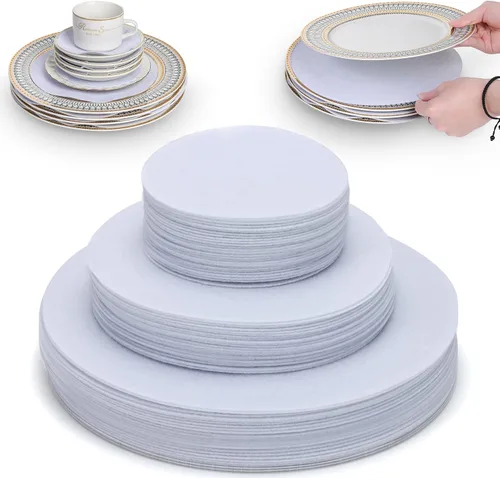 Vista 11 de Imncya Separadores de platos, juego de 60 y 3 tamaños diferentes, separadores de placas de fieltro suave grueso y premium para China, plato, Gris