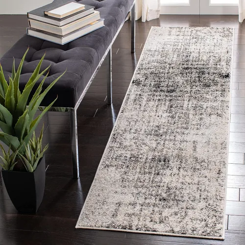 Vista 35 de SAFAVIEH Adirondack Collection - Alfombra de pasillo de 2 pies 1 pulgada x 8 pies, beige y pizarra, diseño abstracto moderno, no desprende pelusa