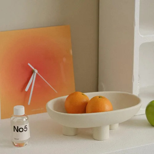 Vista 7 de WENSHUO Frutero de cerámica de tres patas para encimera de cocina, cuenco decorativo para decoración de mesa, cuencos grandes ovalados de 10 Crema