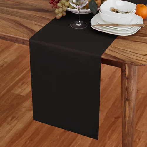 Vista 2 de Solino Home Camino de mesa de lino y algodón negro de 72 pulgadas de largo, elegante camino de mesa de comedor lavable a máquina, 14 x 72 pulgadas