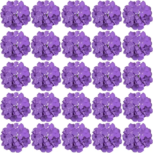 Vista 11 de FagusHome 30 piezas de cabezas de hortensias artificiales de seda, cabezas y tallos de hortensias artificiales para decoración del hogar y boda Azul