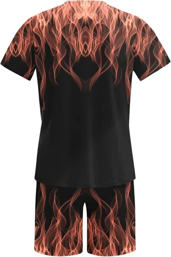 Vista 4 de Traje deportivo piezas hombre estampado manga corta cuello redondo camisa pantalones cortos pantalón chándal 2 piezas