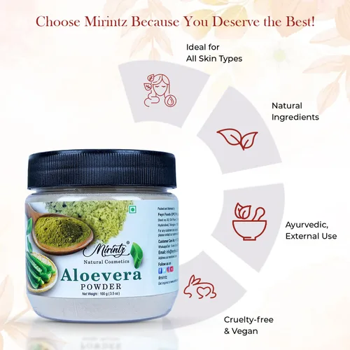 Vista 5 de Polvo de aloe vera para el cuidado del cabello y la piel (3.53 onzas) de aloe vera puro polvo indio para el crecimiento del cabello Polvo facial