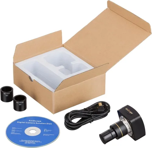 Vista 2 de AmScope MU500-CK - Cámara de microscopio USB de 5.0 MP con software y kit de calibración, compatible con Windows XP/Vista/7/8/10 y Mac OSX
