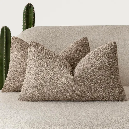 Vista 84 de Foindtower - Juego de 2 fundas decorativas de textura de bucle, fundas de almohada acentuadas, fundas de cojín sólidas, neutrales, para sofá, silla