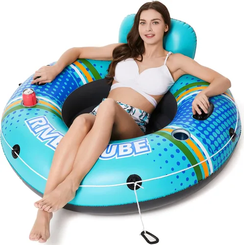 Vista 14 de Jasonwell Flotador inflable de tubo de río, flotador de río resistente, flotadores de piscina para lago, tubos de agua de primera calidad