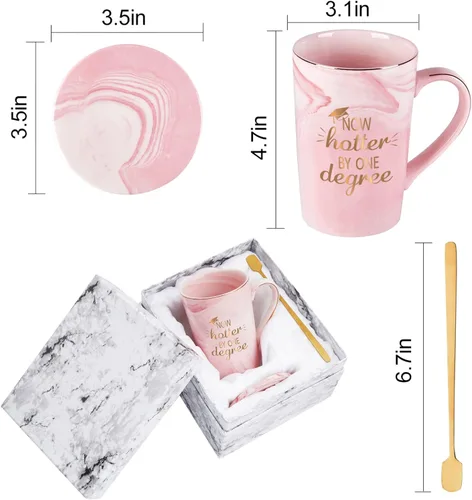Vista 6 de YHRJWN Regalos de Graduación de Navidad, Taza de Café Now Hotter By One Degree, Regalos de Graduación de Navidad para Ella Chicas Amigas, Taza