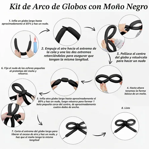 Vista 3 de JOGAMS Kit de arco de globos de lazo negro de 175 piezas con 260 globos de discoteca transparentes, lazo de cinta negra para arco coquette