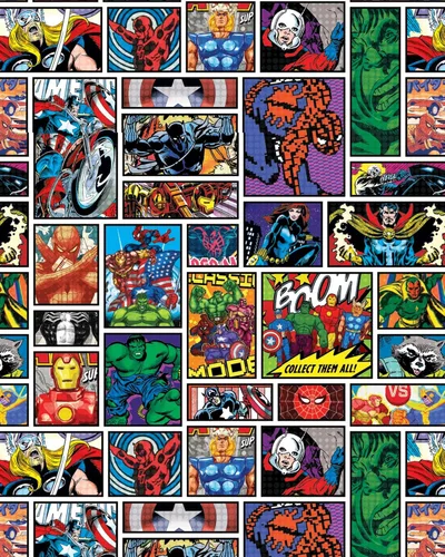 Vista 3 de Marvel Comics - Pantalones de pijama vintage para hombre, diseño de cómics de Avengers