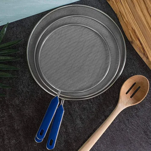 Vista 5 de Paquete de 3 pantallas de salpicaduras de grasa para cocinar en sartén, protector de acero inoxidable, protector de aceite caliente para detener