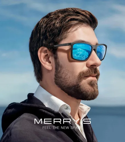Vista 2 de MERRY'S Gafas de sol polarizadas rectángulo unisex para pesca que conduce el templo de aluminio S8658 del golf