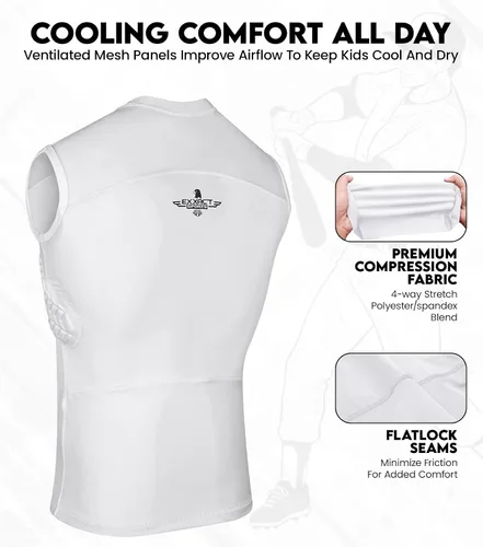 Vista 3 de Exxact Sports Protector de pecho de béisbol juvenil, protector de pecho acolchado para el esternón, protector de pecho de sóftbol y costillas