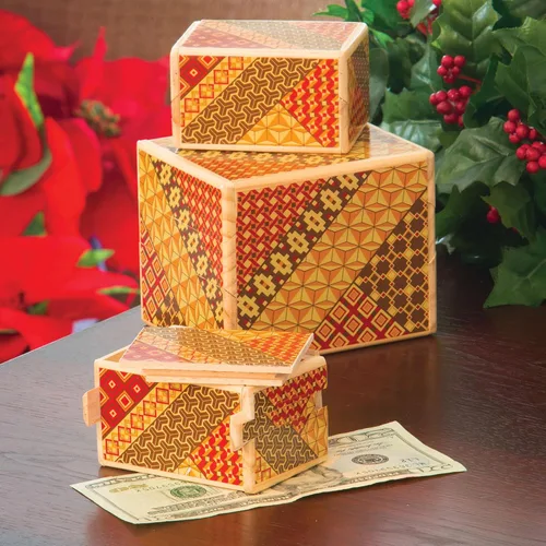 Vista 7 de Bits and Pieces - Caja de rompecabezas Secret Puzzle Box detallada de mosaico - Solución en 7 pasos - Caja de rompecabezas de madera para guardar