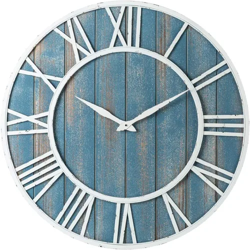 Vista 7 de Oldtown Farmhouse - Reloj de pared silencioso (de metal y madera maciza)