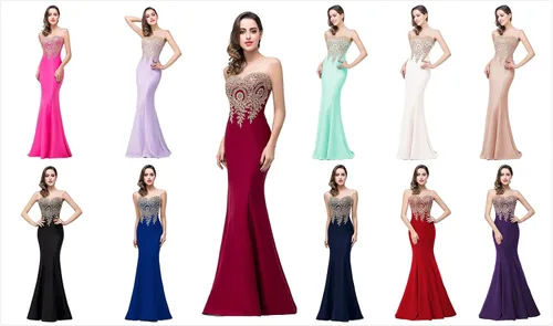 Vista 7 de Babyonline - Vestido largo formal de sirena con apliques de encaje para mujer