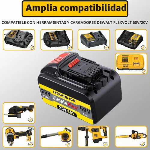 Vista 4 de DCB612 - Batería de repuesto de 12000 mAh para DeWalt 20V/60V MAX Batería compatible con DeWalt 20V 60V Power Tools and Chargers (1, genérico)