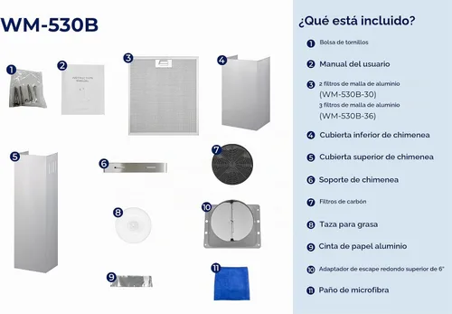 Vista 9 de Hauslane - Campana extractora de pared, 30 pulgadas, base convertible de 350-750 CFM Acero inoxidable